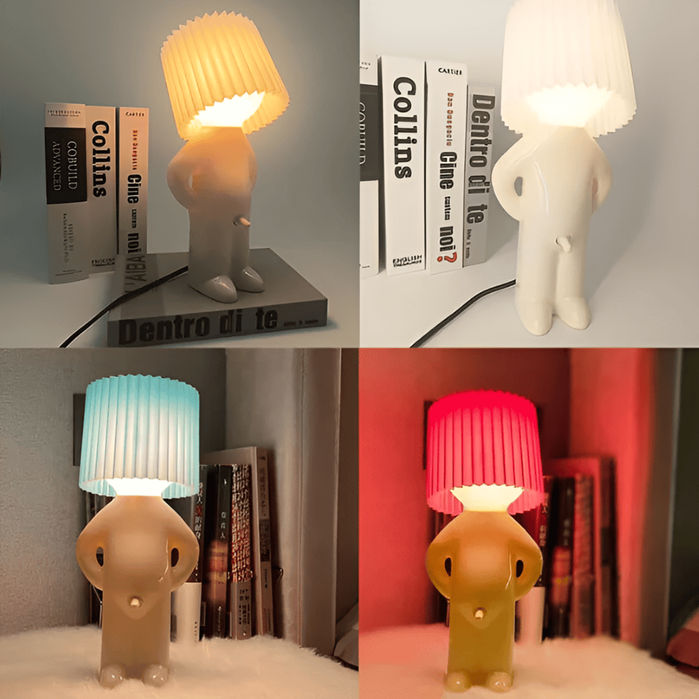 LumoPojke Bordslampa – Kreativ LED-Lampa med Blyg Figurdesign