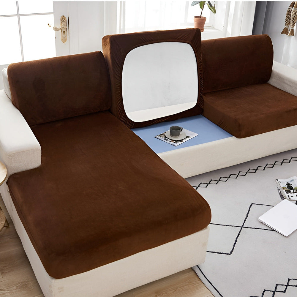 VelviStretch SofaWrap – Ultraflexibelt Sammetsöverdrag för Soffor