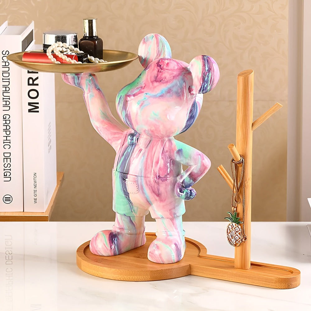 RegalBear – Handgjord Multifunktionell Dekorationsfigur med Bricka