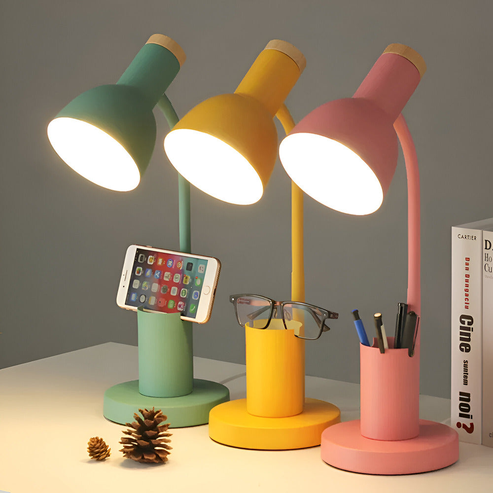 NordGlow – Modern Nordisk LED Bordslampa med Pennhållare och Ögonvänlig Belysning