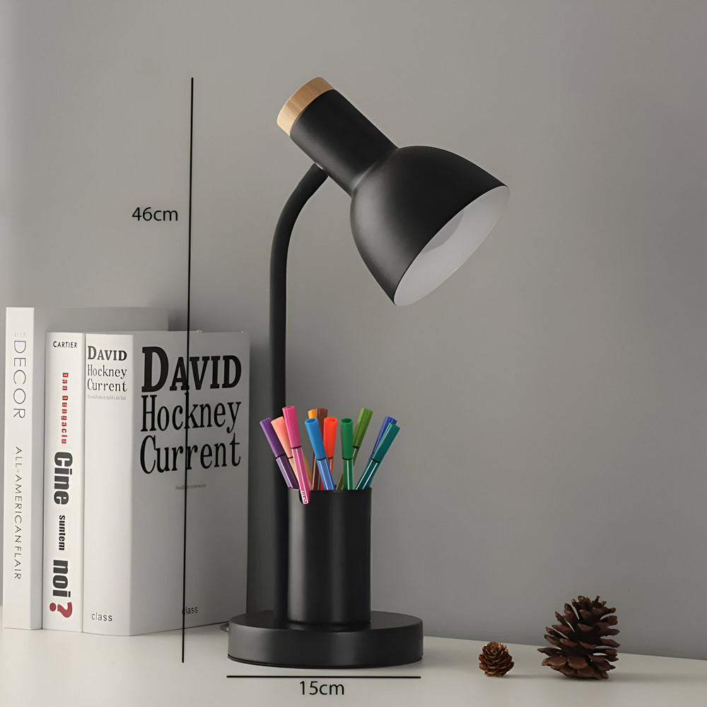 NordGlow – Modern Nordisk LED Bordslampa med Pennhållare och Ögonvänlig Belysning
