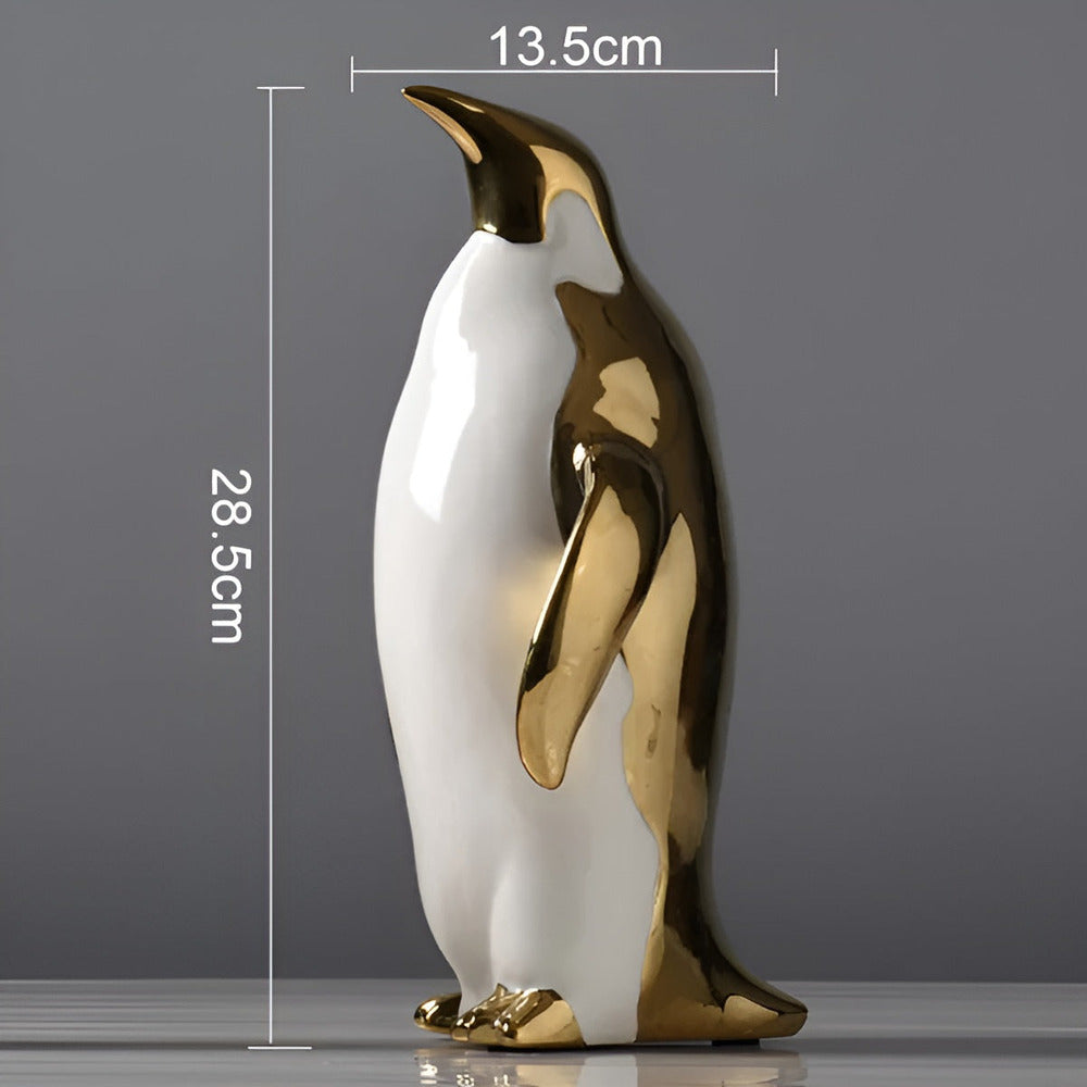 GuldPingu Skulptur – Exklusiv Keramisk Pingvinfigur i Modern Design