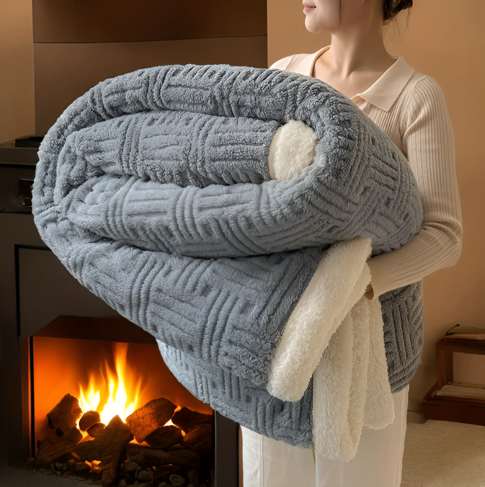FrostMelt DuoBlanket – Dubbelsidig Fluffy Pläd med Geometriskt Mönster