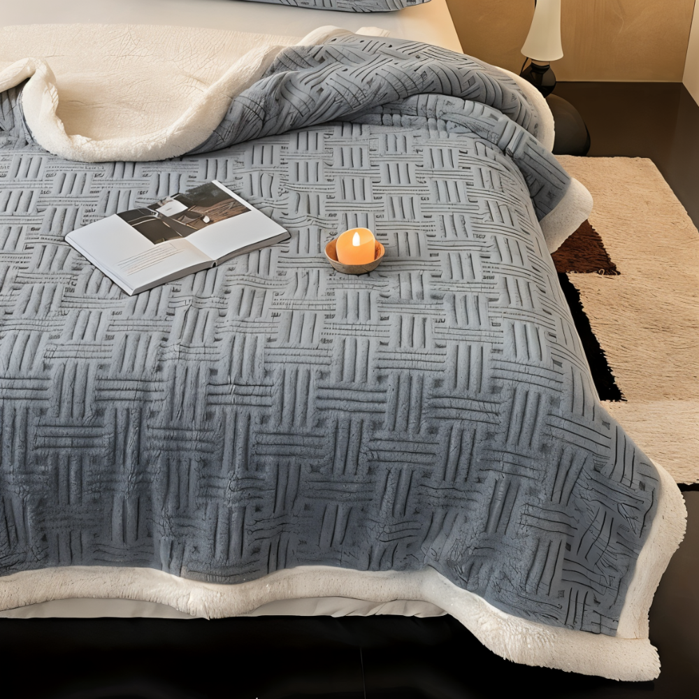 FrostMelt DuoBlanket – Dubbelsidig Fluffy Pläd med Geometriskt Mönster