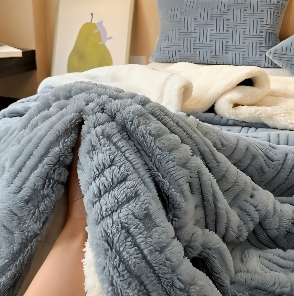 FrostMelt DuoBlanket – Dubbelsidig Fluffy Pläd med Geometriskt Mönster