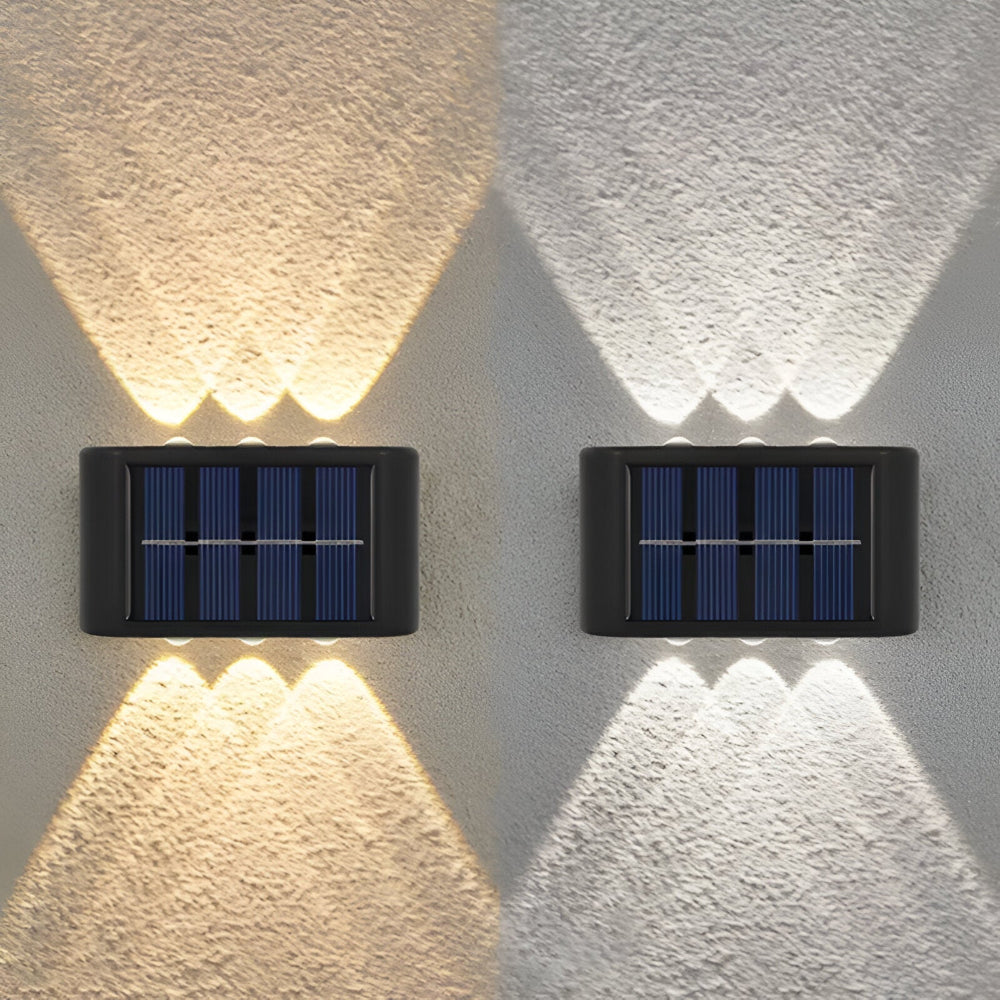 RectaSolaria – Solcellsdriven Vägglampa | IP65 Vattentät LED Trädgårdsbelysning Upp & Ner | 2/4-pack
