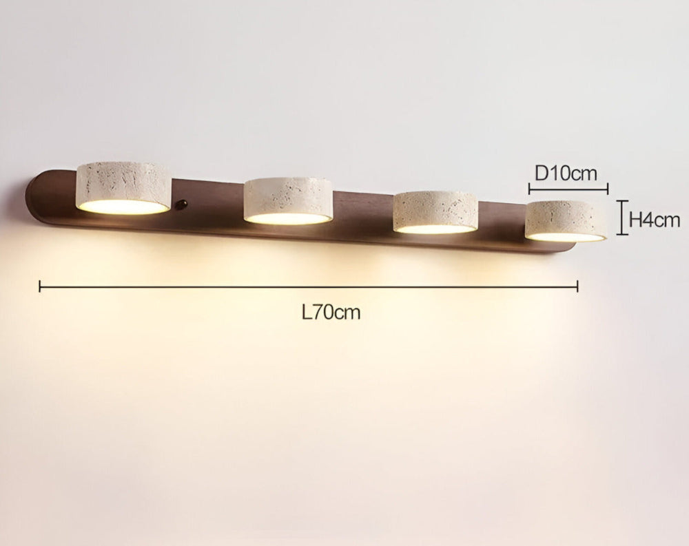 Trevano – Rund LED Vägglampa | Naturstensyta & Trä | Elegant Väggbelysning för Inomhusbruk