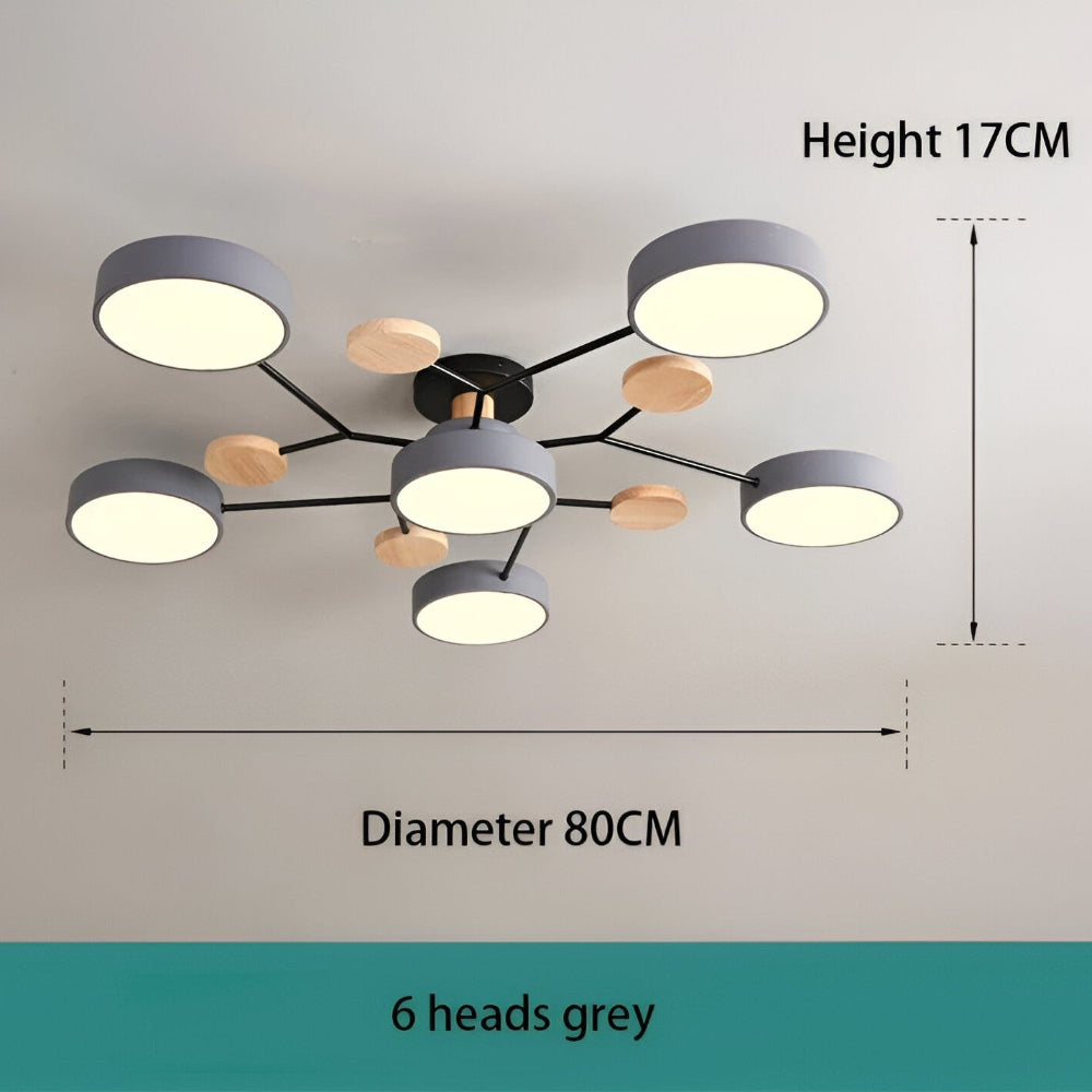 Lunaris – Samtida LED Taklampa med Modern Design och Trädetaljer