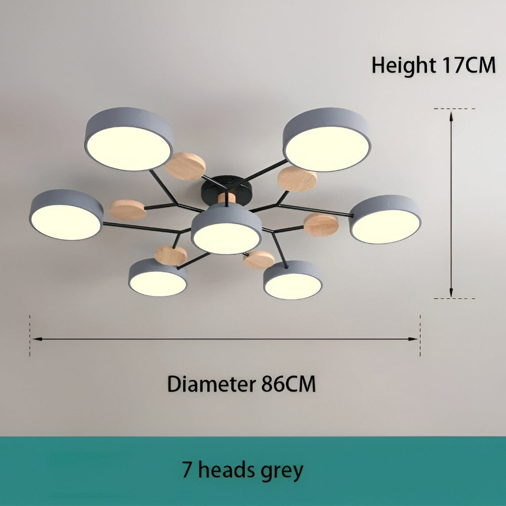 Lunaris – Samtida LED Taklampa med Modern Design och Trädetaljer