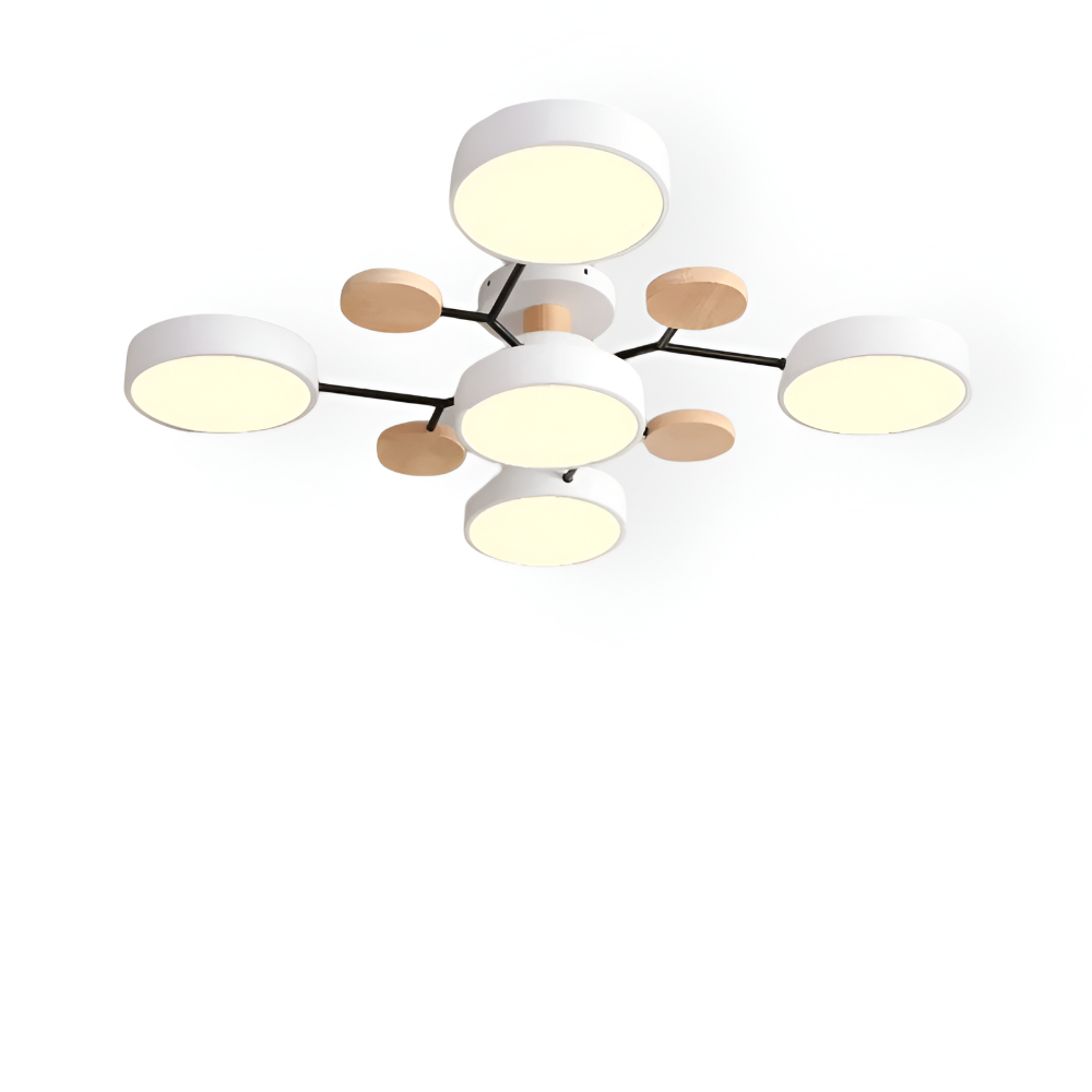 Lunaris – Samtida LED Taklampa med Modern Design och Trädetaljer