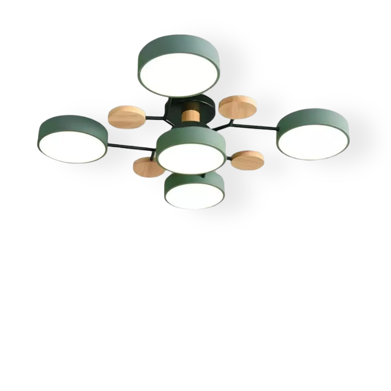 Lunaris – Samtida LED Taklampa med Modern Design och Trädetaljer