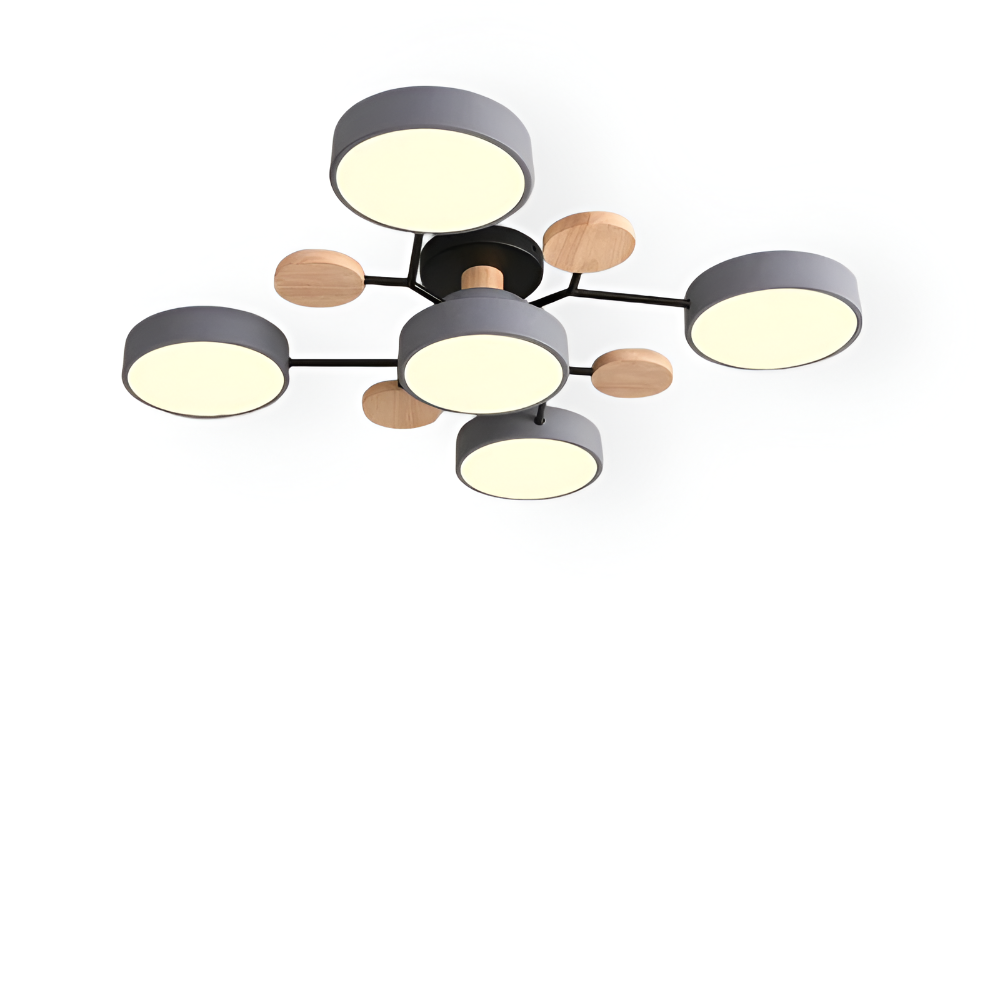 Lunaris – Samtida LED Taklampa med Modern Design och Trädetaljer