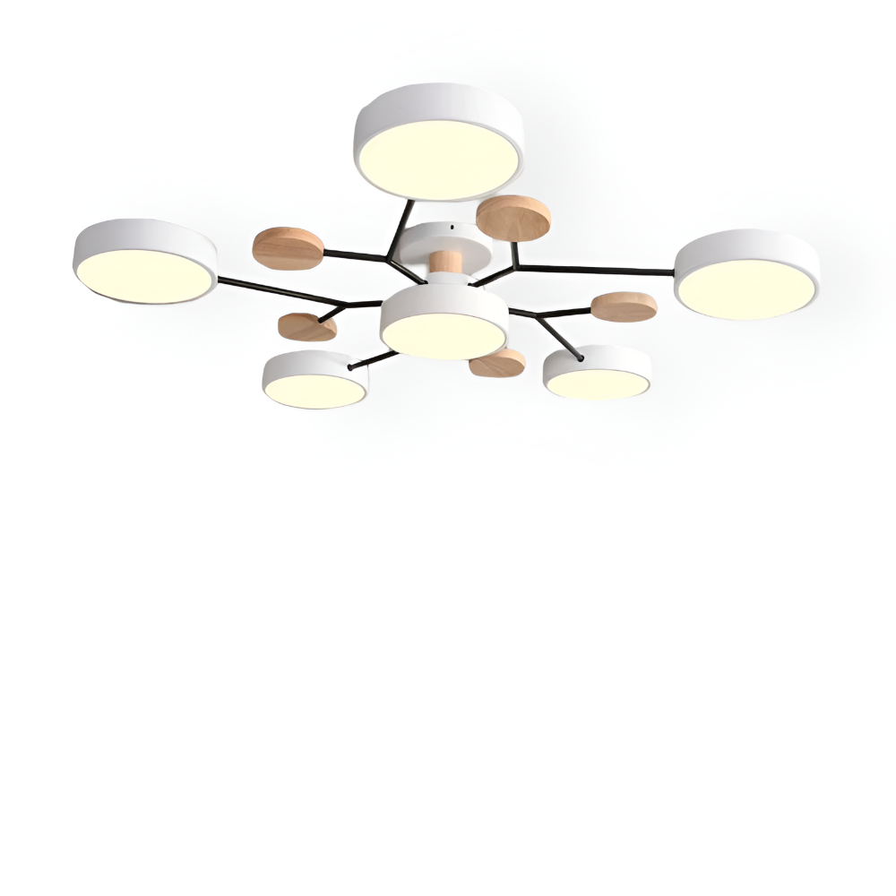 Lunaris – Samtida LED Taklampa med Modern Design och Trädetaljer