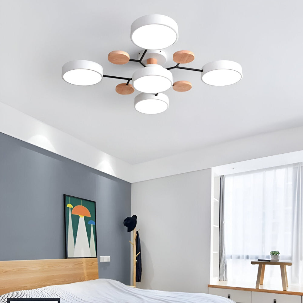 Lunaris – Samtida LED Taklampa med Modern Design och Trädetaljer