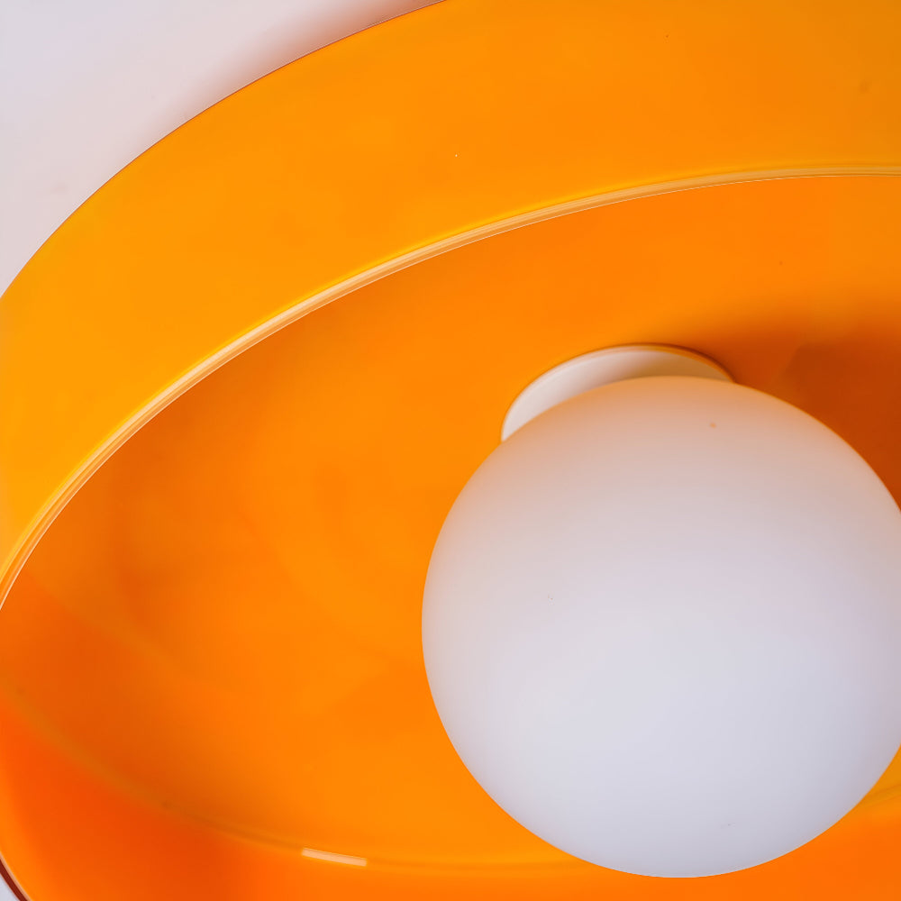 Lunara – Samtida Rund LED Taklampa i Glas och Sten