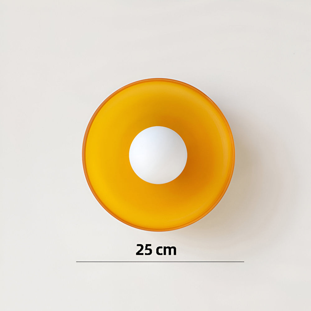 Lunara – Samtida Rund LED Taklampa i Glas och Sten