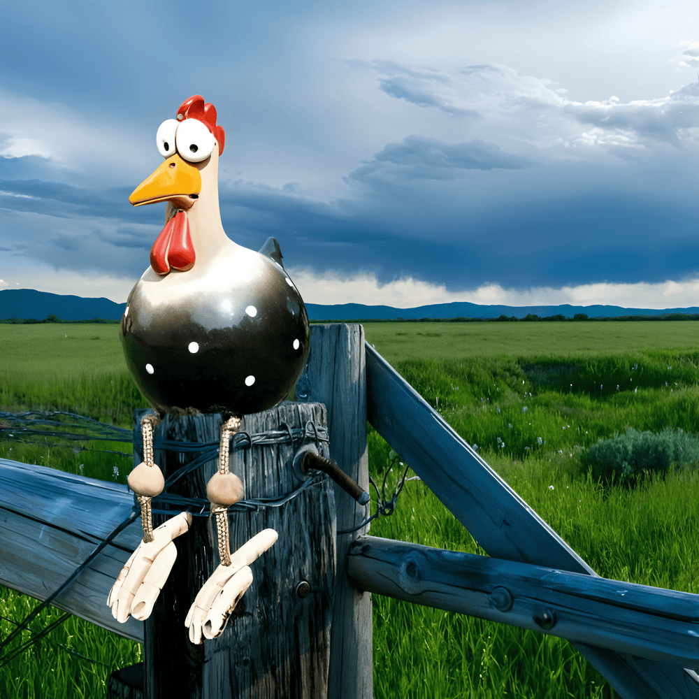 Storögd Kycklingstaty - Väderbeständigt Hartshantverk - Trädgårdsstaty av Tupp