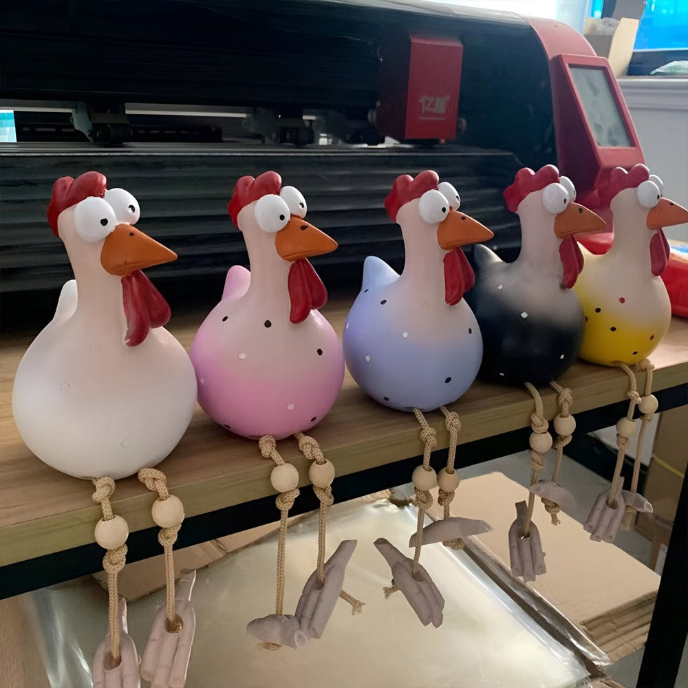 Storögd Kycklingstaty - Väderbeständigt Hartshantverk - Trädgårdsstaty av Tupp