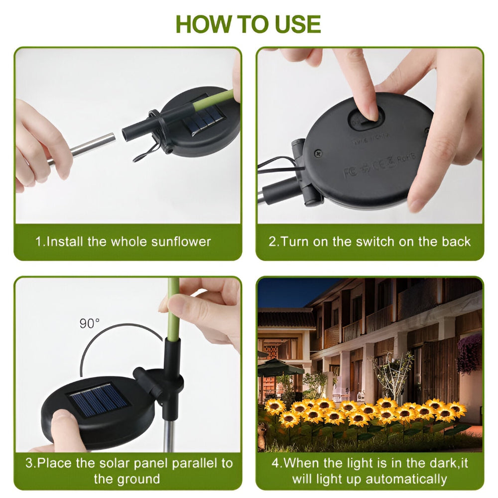 SolarSunray Bloom – Realistisk Solros LED Trädgårdslampa (IP65)