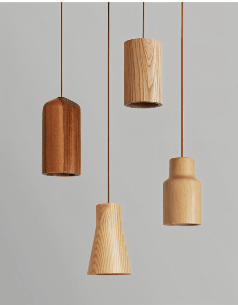 WoodTube – Elegant Cylinderformad Pendellampa i Akacia och Ask