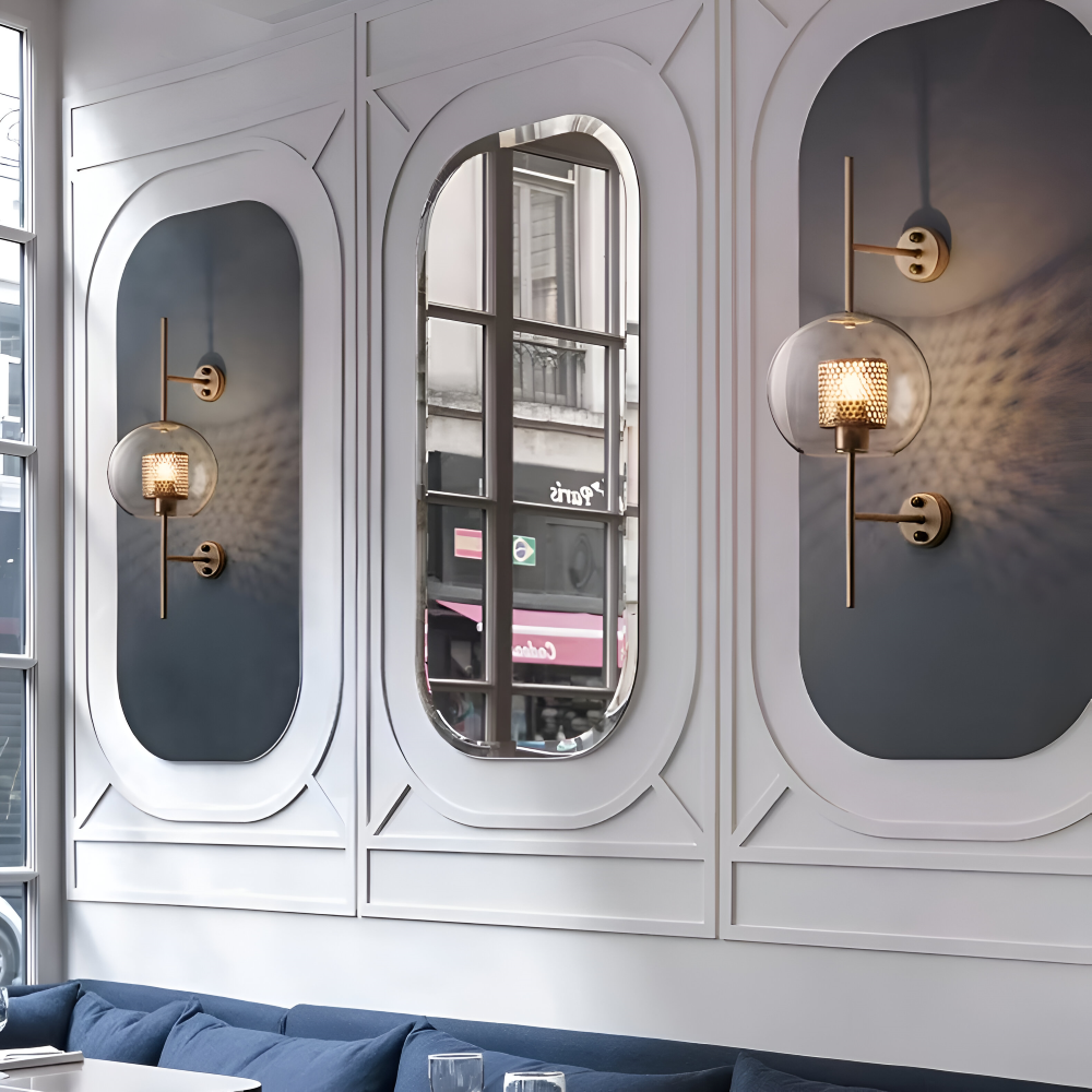 Orbee – Vägglampa i Glas med Honungskaka-design och Vintage LED-stil