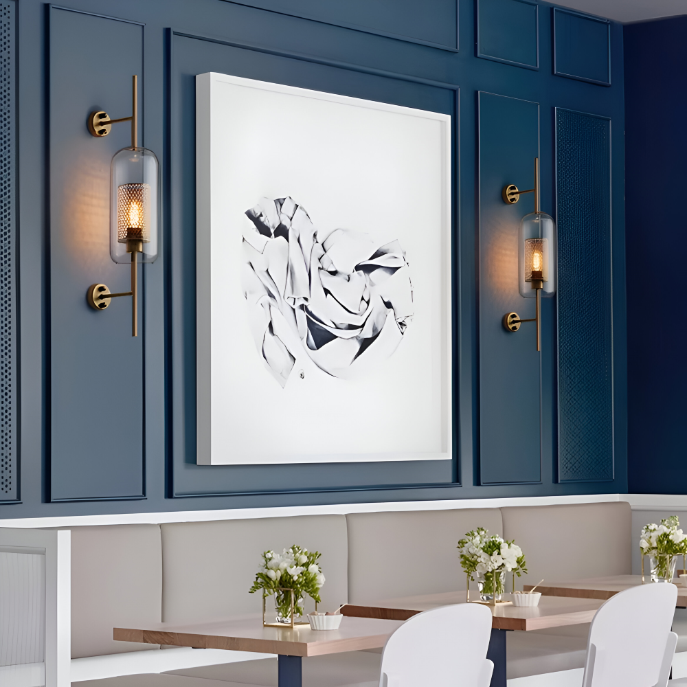 Orbee – Vägglampa i Glas med Honungskaka-design och Vintage LED-stil