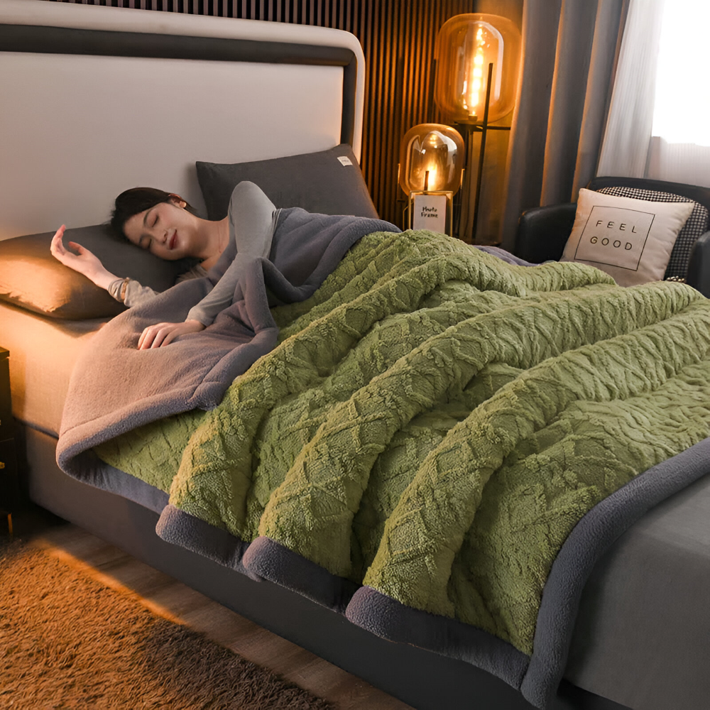 DualWeave CozyPläd – Dubbelvävd Mikrofiberfleecefilt för Varm Komfort