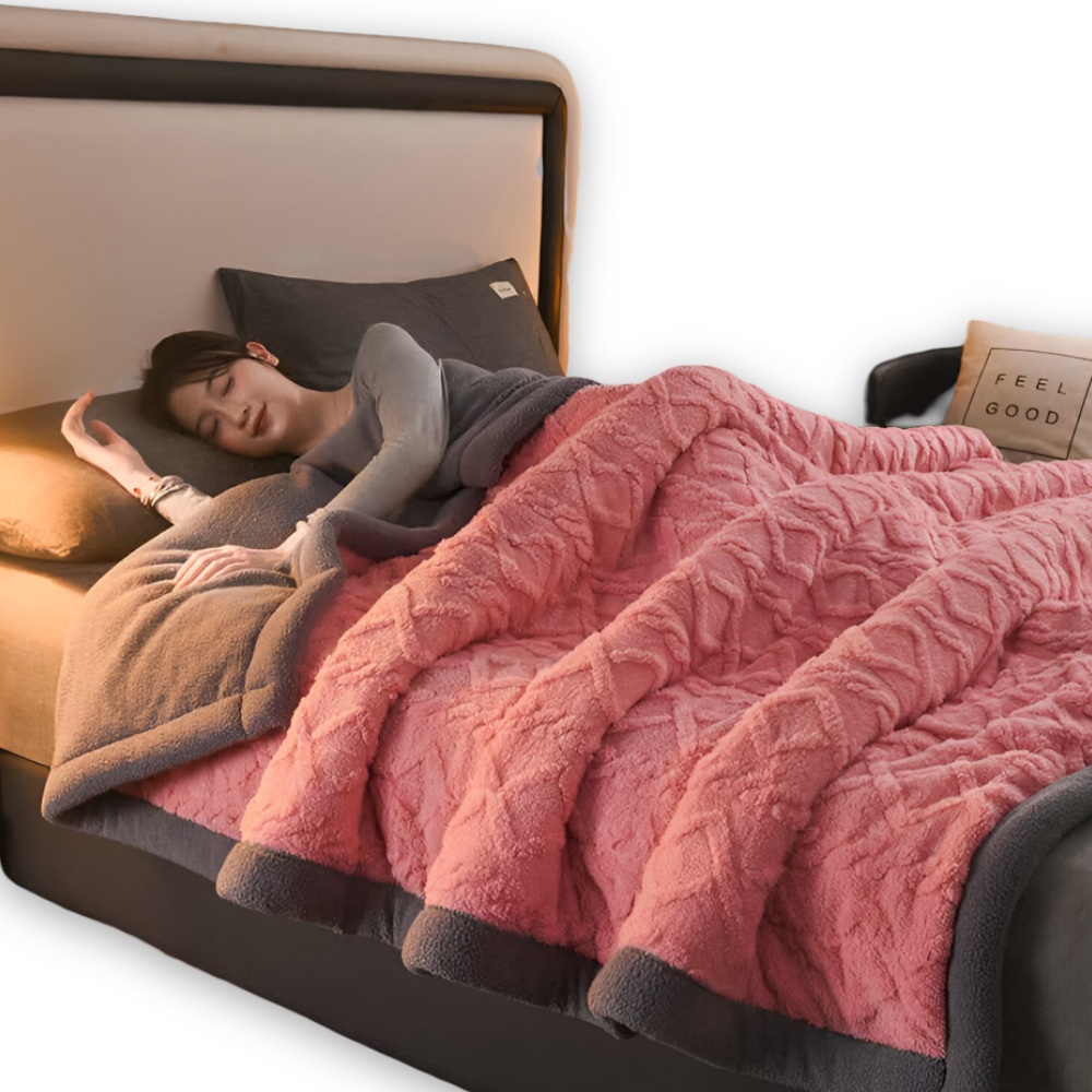 DualWeave CozyPläd – Dubbelvävd Mikrofiberfleecefilt för Varm Komfort