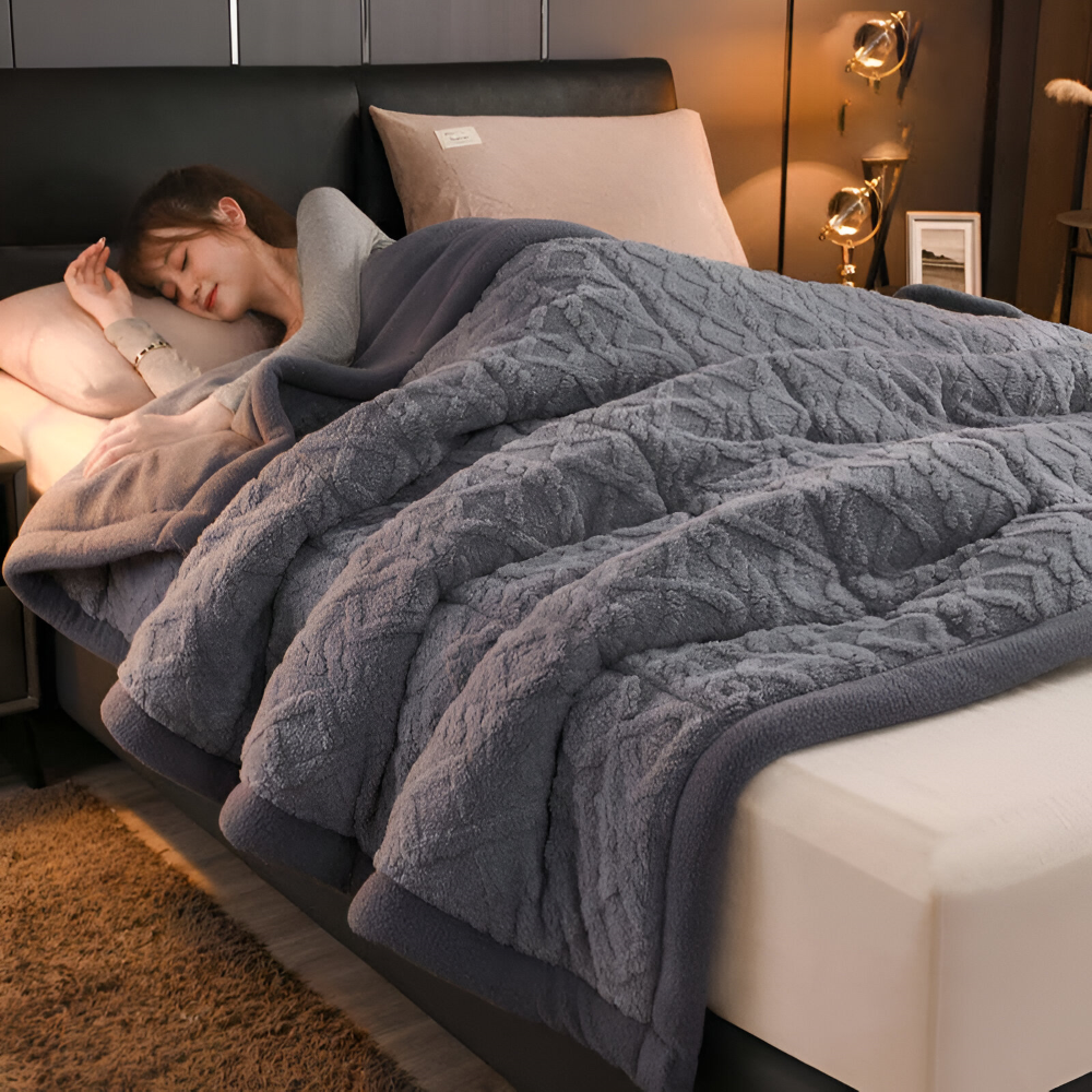 DualWeave CozyPläd – Dubbelvävd Mikrofiberfleecefilt för Varm Komfort