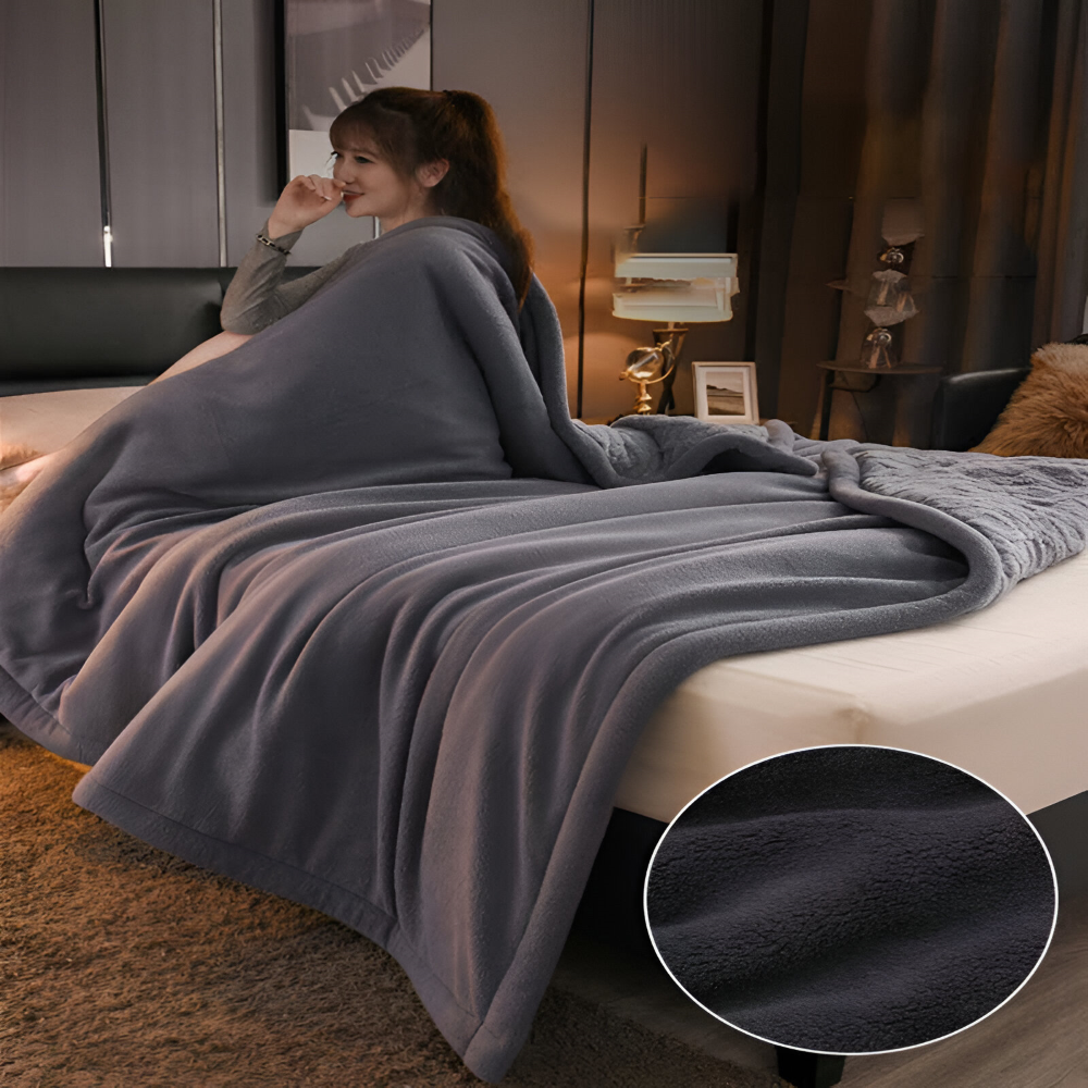 DualWeave CozyPläd – Dubbelvävd Mikrofiberfleecefilt för Varm Komfort