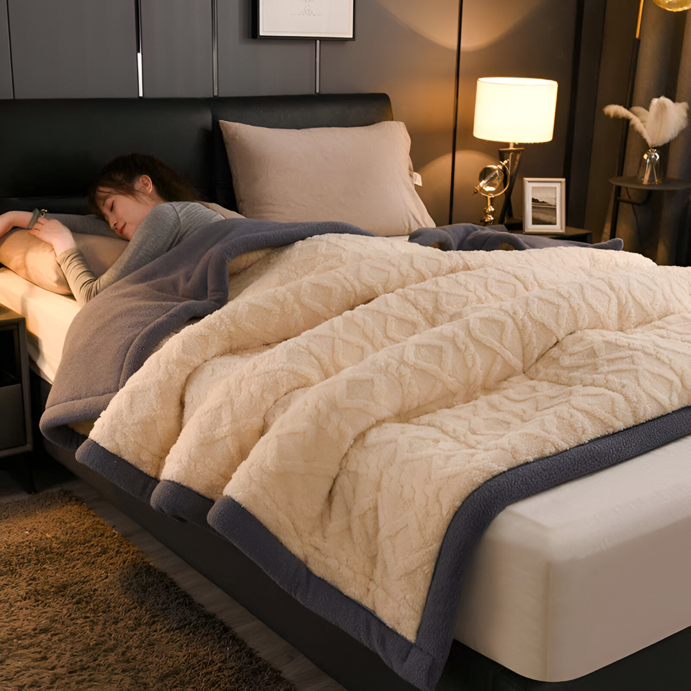 DualWeave CozyPläd – Dubbelvävd Mikrofiberfleecefilt för Varm Komfort