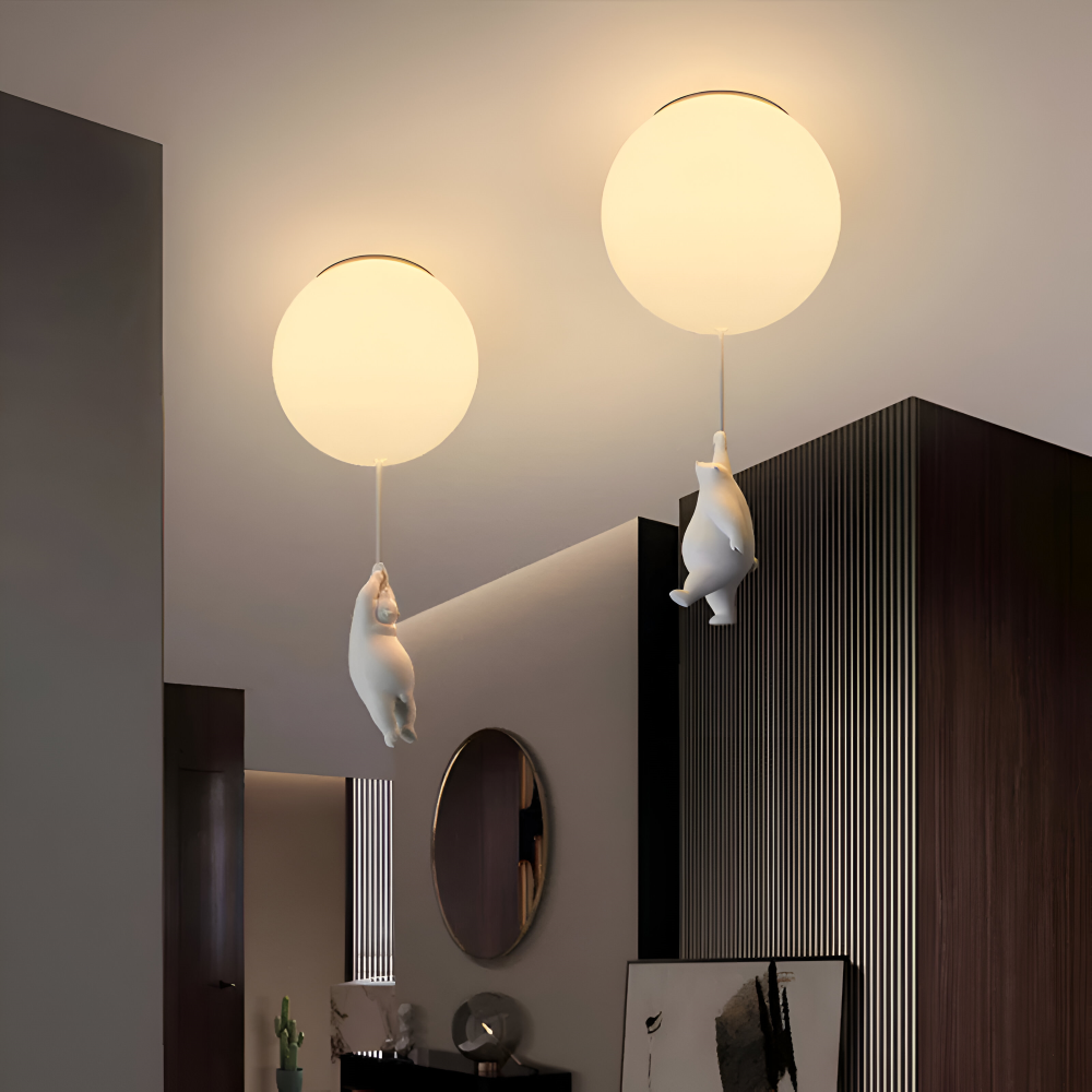 Lunabear – Lekfull Ballongpendellampa i Harz och Akryl för Barnrum