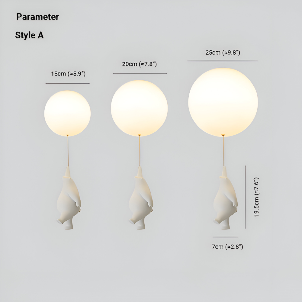 Lunabear – Lekfull Ballongpendellampa i Harz och Akryl för Barnrum