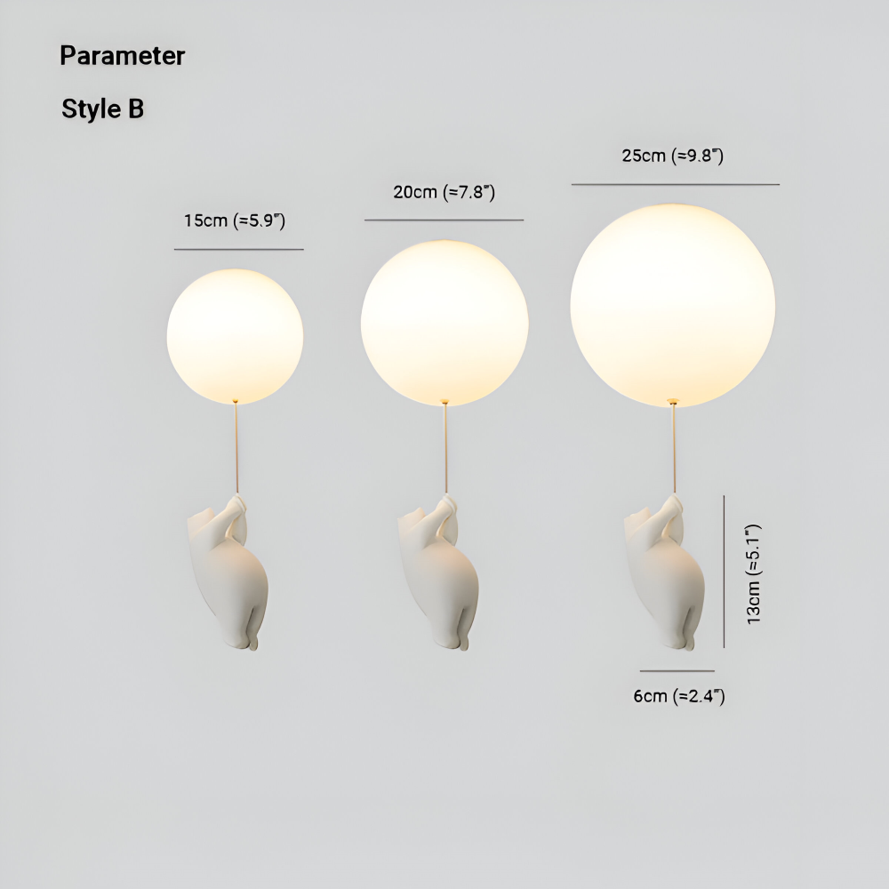 Lunabear – Lekfull Ballongpendellampa i Harz och Akryl för Barnrum