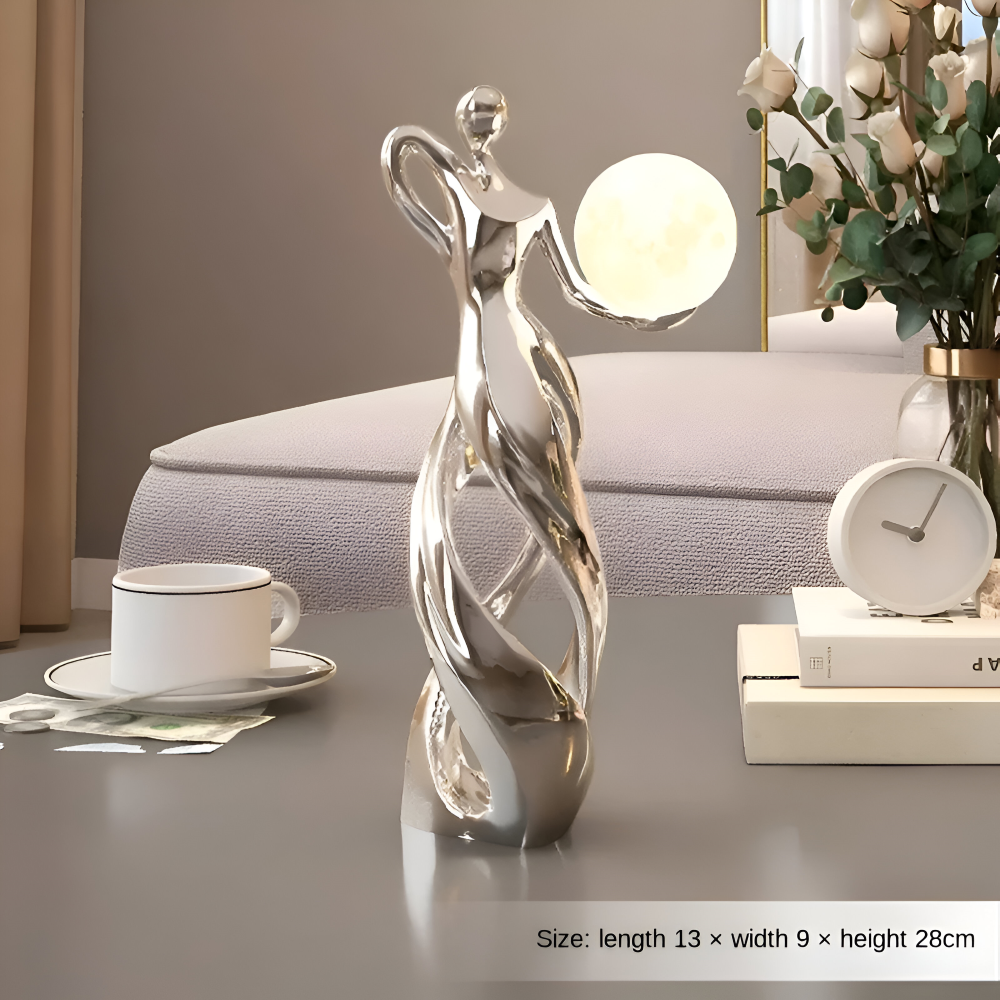 GlowMuse Flicka – Abstrakt Belyst Skulptur i Modern Harzdesign