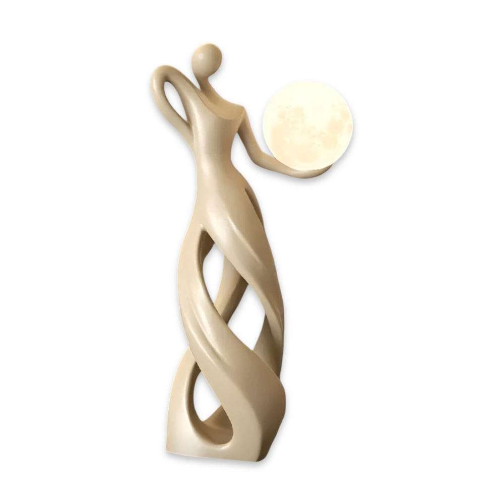GlowMuse Flicka – Abstrakt Belyst Skulptur i Modern Harzdesign