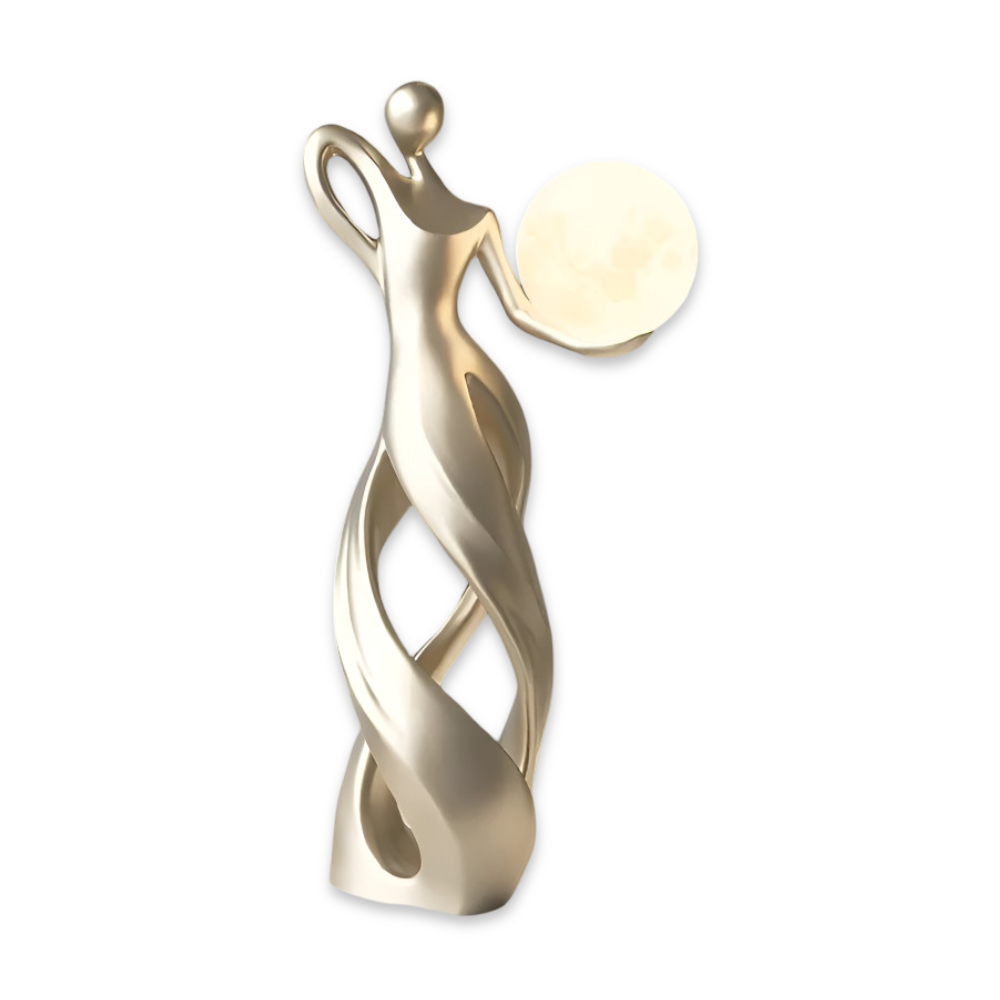 GlowMuse Flicka – Abstrakt Belyst Skulptur i Modern Harzdesign