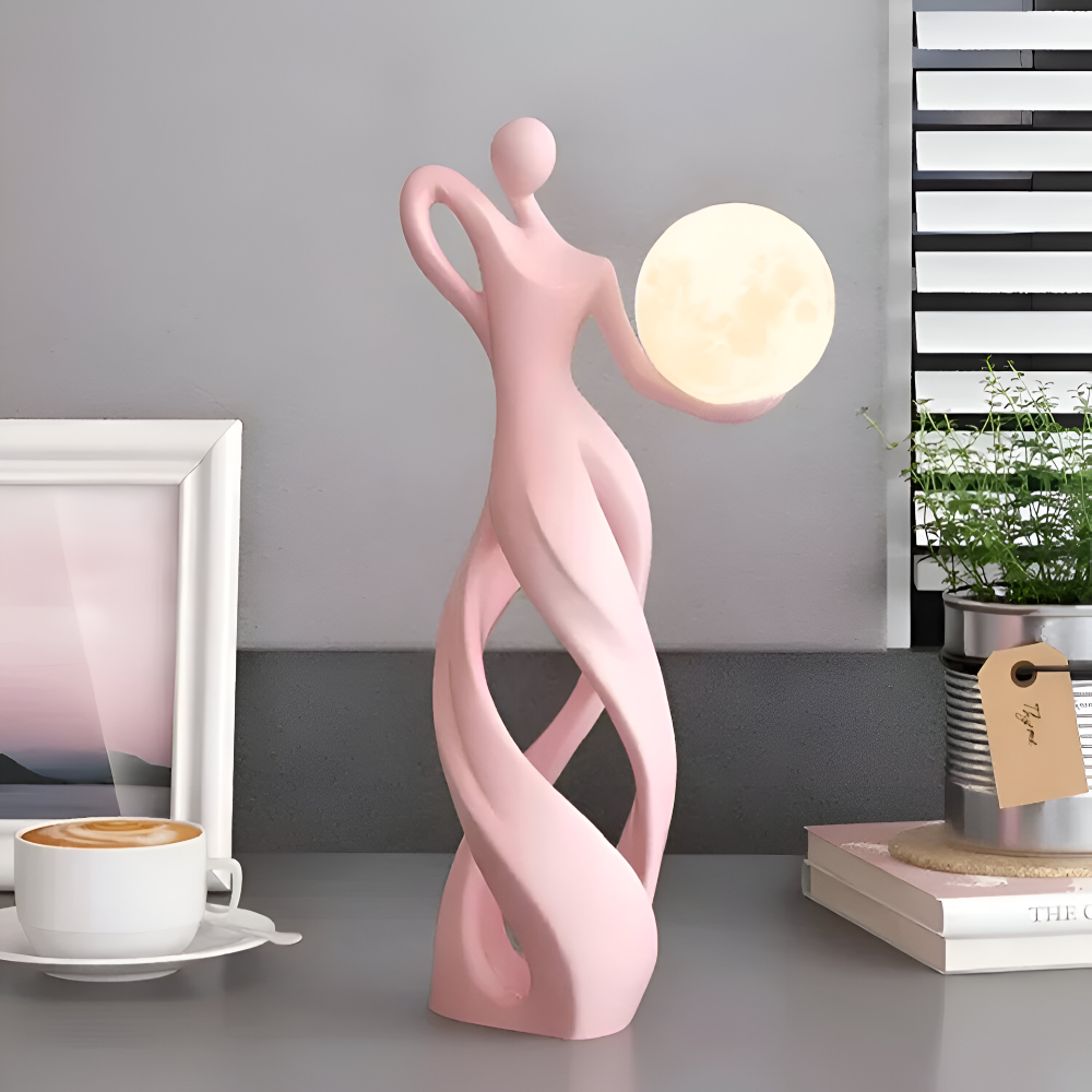GlowMuse Flicka – Abstrakt Belyst Skulptur i Modern Harzdesign