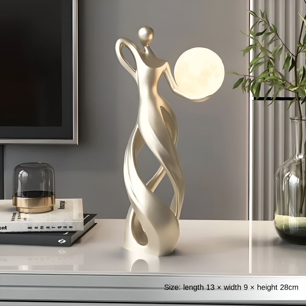 GlowMuse Flicka – Abstrakt Belyst Skulptur i Modern Harzdesign