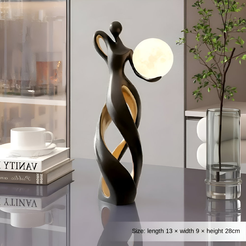 GlowMuse Flicka – Abstrakt Belyst Skulptur i Modern Harzdesign