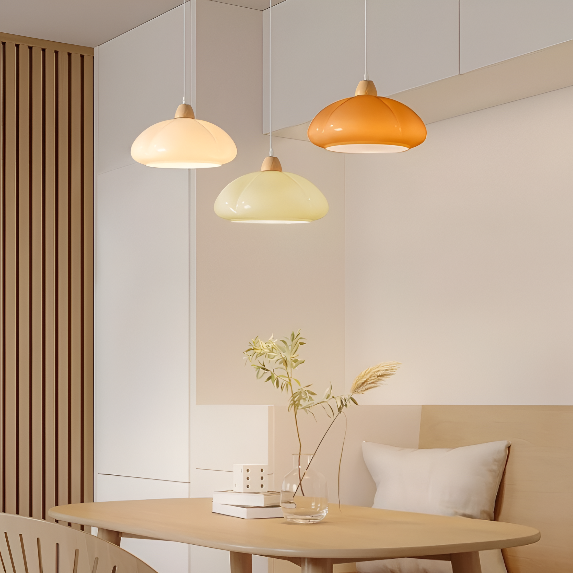 PumpaLuxe – Retro Pendellampa i Glas och Trä med Nordisk Charm