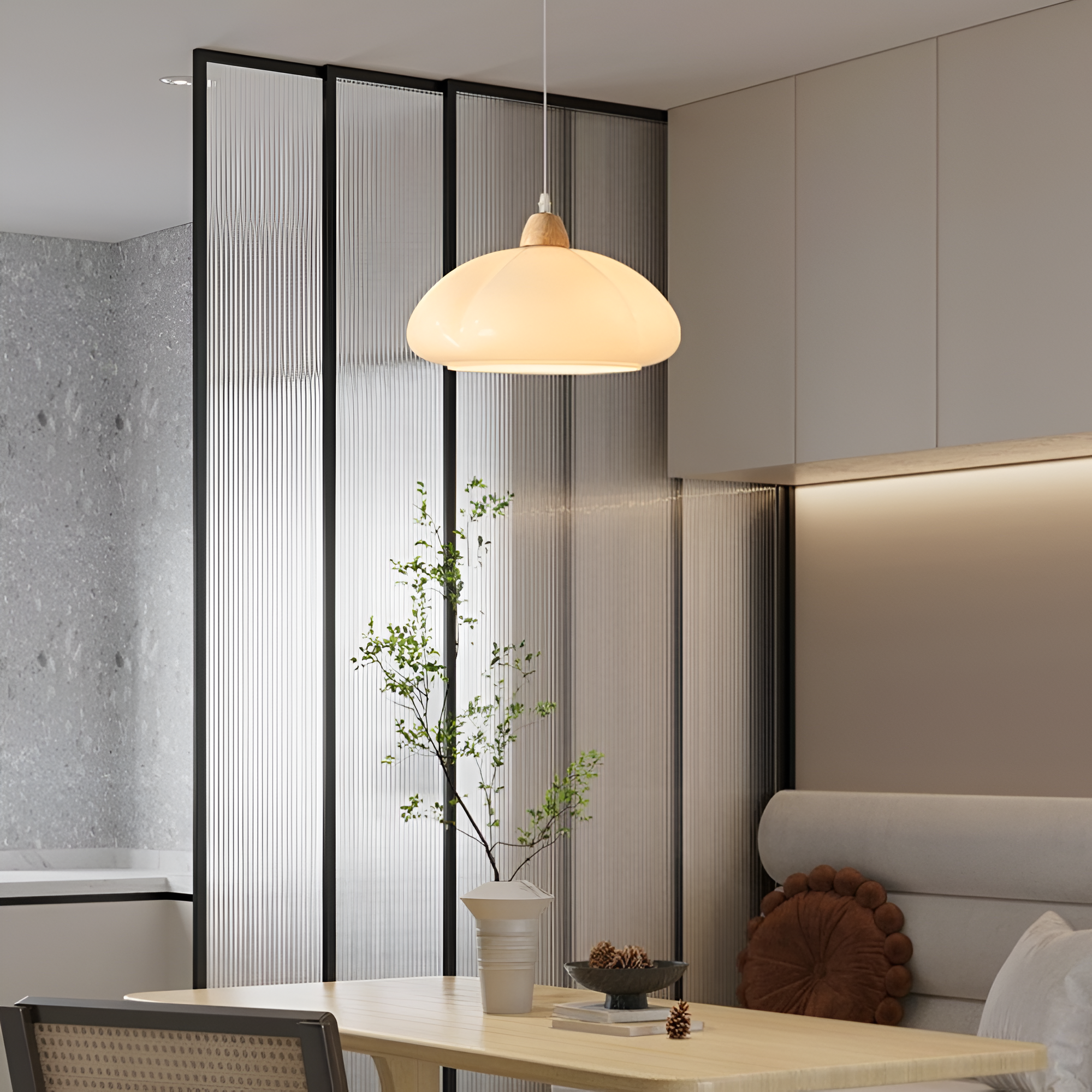 PumpaLuxe – Retro Pendellampa i Glas och Trä med Nordisk Charm