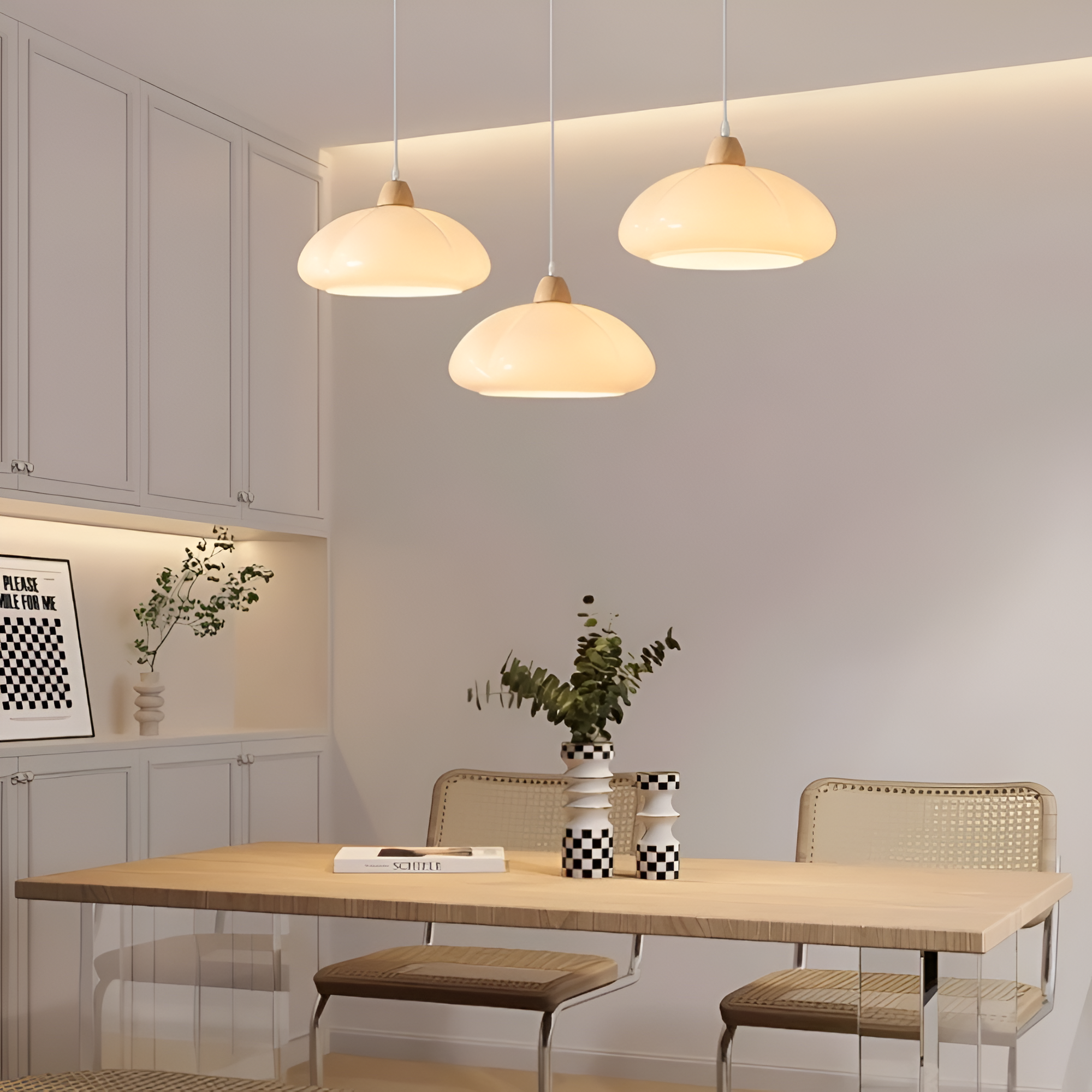 PumpaLuxe – Retro Pendellampa i Glas och Trä med Nordisk Charm