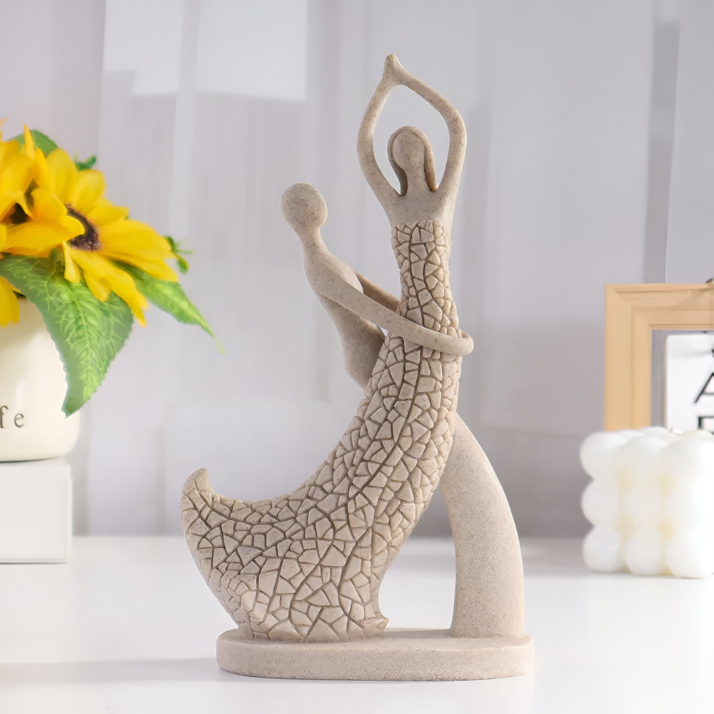 SandHeart Duo – Elegant Romantiskt Par i Sandstensliknande Resin