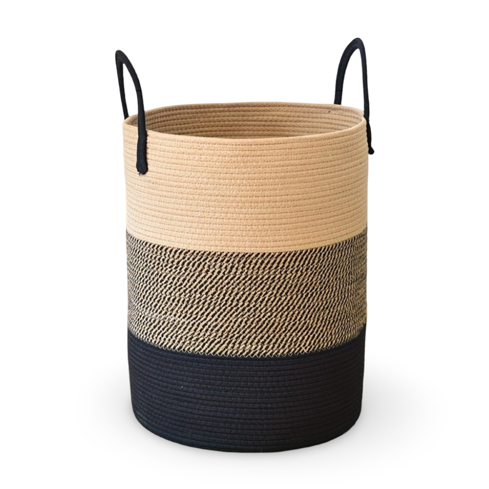 CottonNest – Rund Tvättkorg i Bomull med Fällbar Design