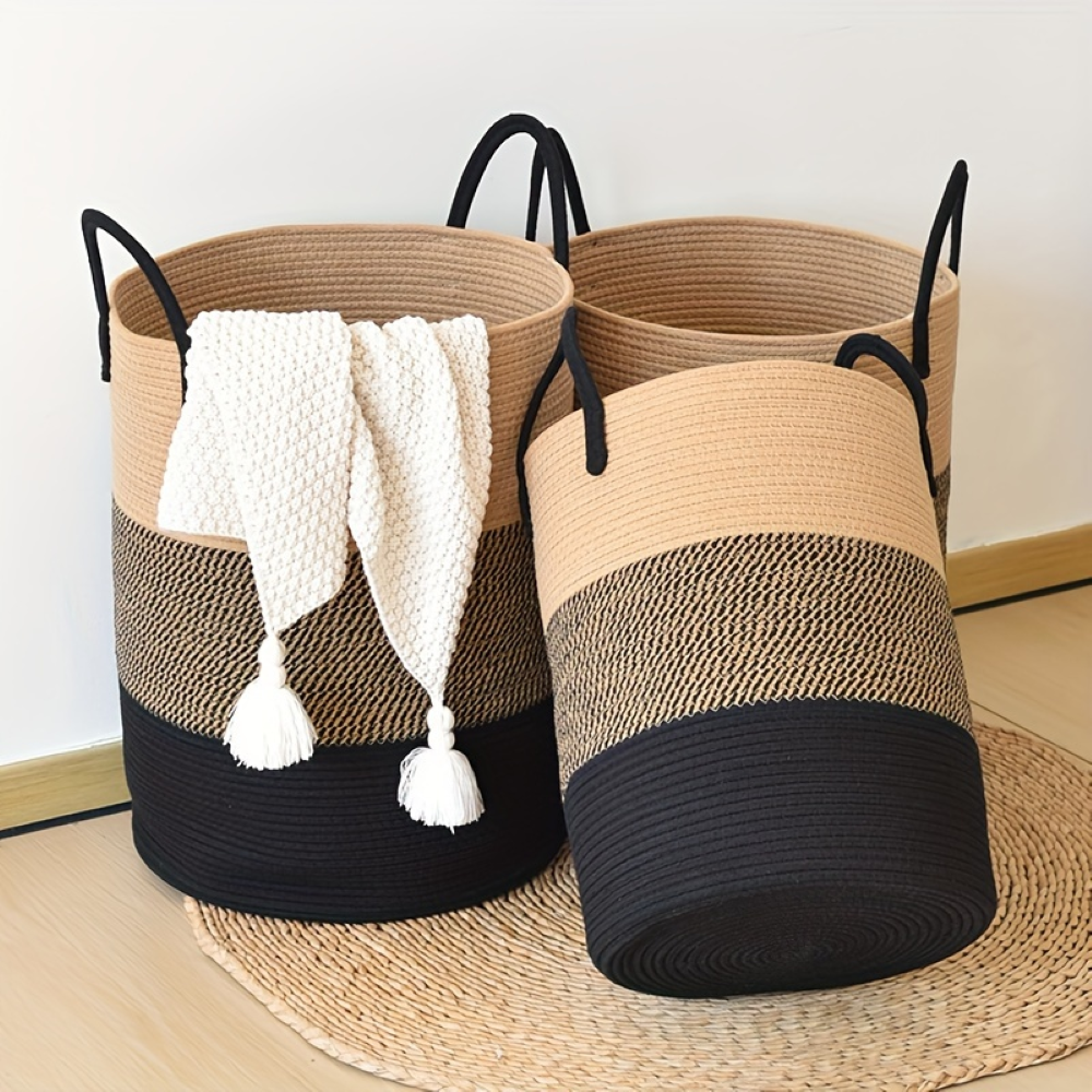 CottonNest – Rund Tvättkorg i Bomull med Fällbar Design