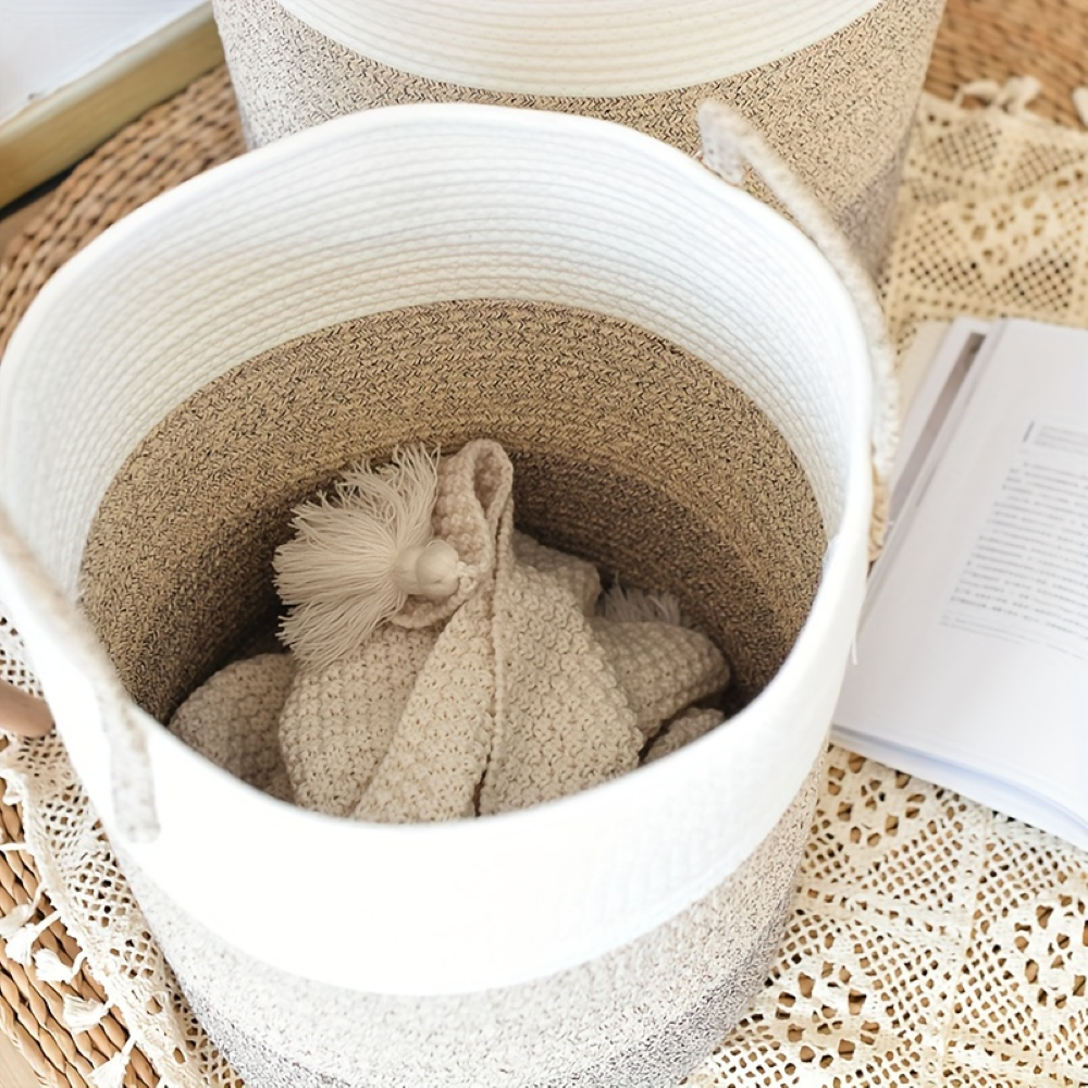 CottonNest – Rund Tvättkorg i Bomull med Fällbar Design