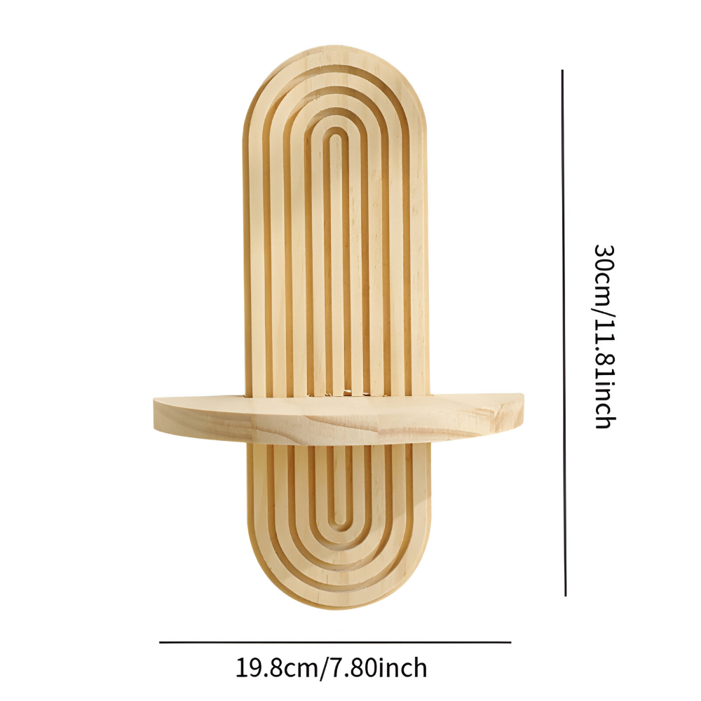 GeoForma – Modern Geometrisk Vägghylla i Trä (35 cm)