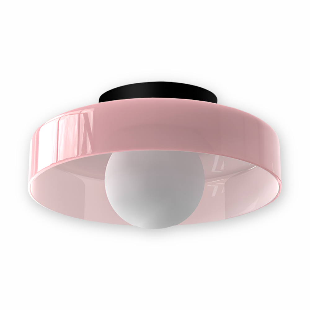 Lunara – Samtida Rund LED Taklampa i Glas och Sten