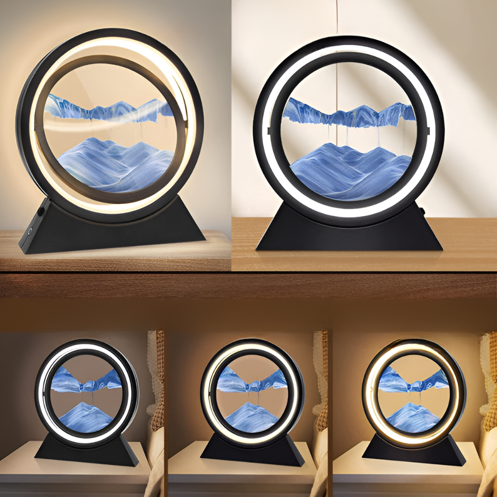 Sands of Time – Roterande Sandkonst LED-bordslampa med USB-laddning